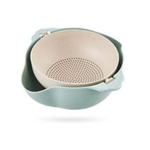 Xozilo 2in1 ざる・ボウル セット 厚手 重ねてフラット収納 省スペース 水切り 野菜・果物・パスタ・米研ぎに 家庭用/一人暮らし/新生活 おしゃれ キッチン用品 ブルー (ブルー)