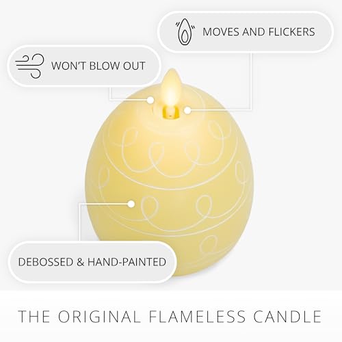 Image of Luminara Easter Egg Candle - Lemon Chiffon 3.1 inch x 4.3 inch - Flameless Real-Flame Holiday - Inspired Decor - AA Batteries - Flickering LED Flame