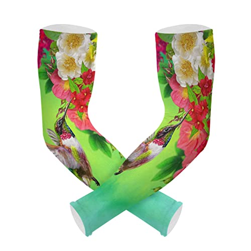 Yasala Hummingbird Arm Sleeves with Thumb Hole UV Sun Protection Cooling Long Sleeves Gardening Sleeves for Women & Men