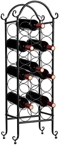 BEJOY 21 Bottles Metal Wine Rack Free Standing Floor, Wine Bottle Storage Display Rack, wine racks Suitable for Small Spaces, Black