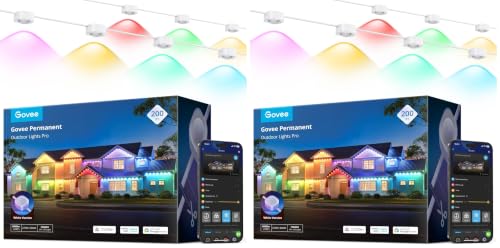 Image of Govee Permanent Outdoor Lights Pro, 200ft with 120 RGBIC LED Lights, White (Pack of 2)