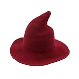 Women's Witch Kinitted-Wool Hats, for Halloween Party Masquerade Cosplay Costume Accessory and Daily Red