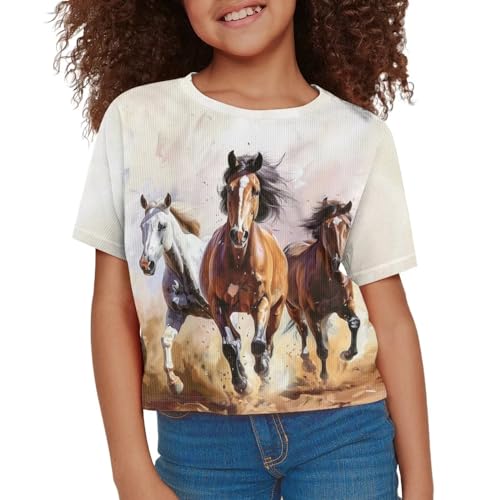 Tongluoye Crop Tops for Girl Summer Shirts Crew Neck Short Sleeve Pullover Shirt Tops3