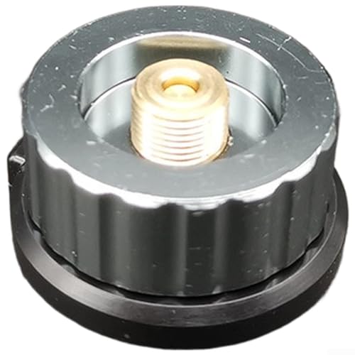 Marchfunny Convertidor de cilindro de gas para camping en oro gris, adaptador de recipiente de apagado automático con núcleo interior de latón, conector de tipo largo a plano (gris)