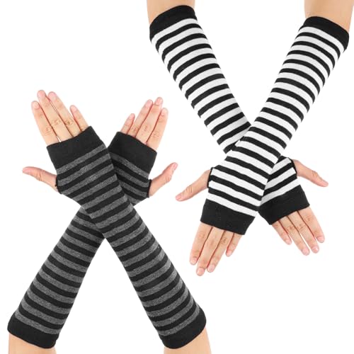 XLIUAX Lot de 2 paires de manchettes gothiques rayées