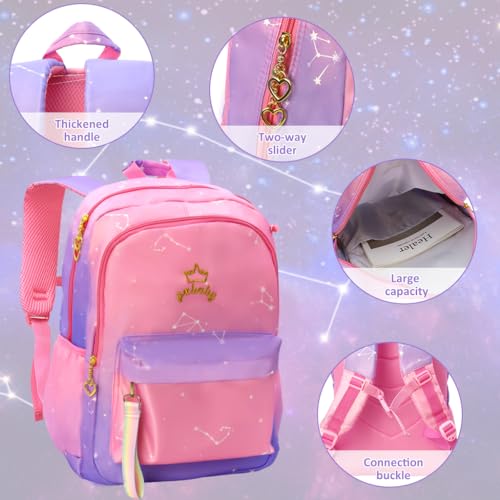Image of PALAY School Backpack for Girls Large School Backpack for SchoolGirls 6-12 Years Old Colorful Gradient Pink Fashion Primary Schoolgirls Backpack School Gift, Christmas Gift Rakhi Gift
