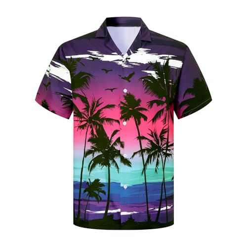Image of Cromoncent Boy and Men Hawaiian Outfits Short Sleeve Shirts and Shorts Hawaiian Suits Beach Tropical 2 Pcs Vacation Sets