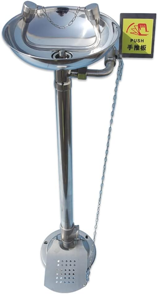 Emergency Eye Wash Station& Shower Set, 304 Stainless Steel Eyewash Station Shower with Abs Basin for Factory/Lab/Machinery/Building Industries,Style 2-with Pedals