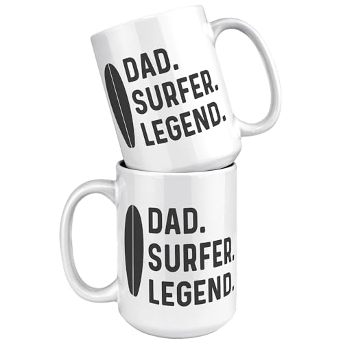 Taza de cerámica blanca 15oz para papá surfista miniatura 4