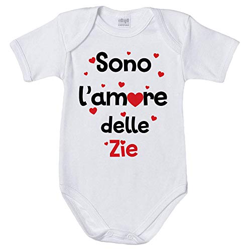 Fupies Body neonato sono l'amore delle zie con cuoricini grafica neutra 3 mesi Manica corta