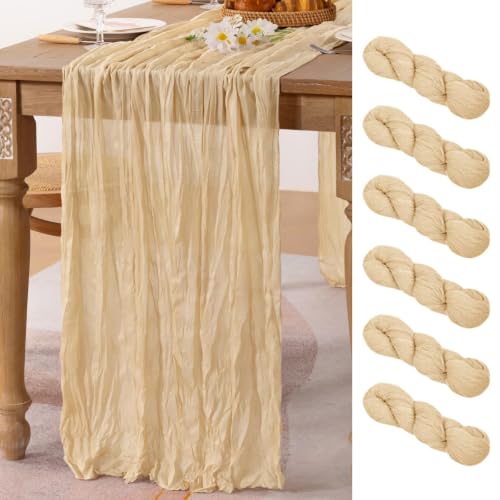 Champagne Cheesecloth Table Runner Farmhouse Fall Table Runner 10ft, 6 Pack