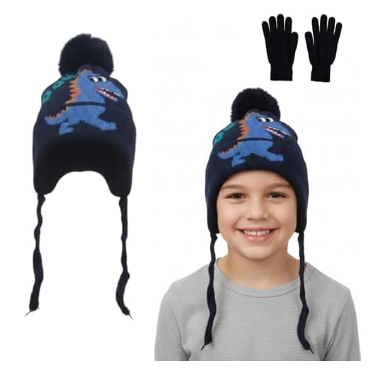 Kit Touca Infantil Inverno Gorro Forrado Quentinho + luva Preta (BR, Idade, 2 Anos, 10 Anos, Crianças, Azul Escuro)