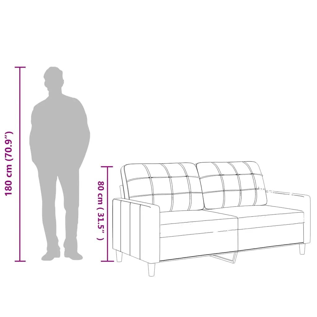 vidaXL Sofa 2 Sitzer, Couch für Wohnzimmer, Polstersofa mit Metallgestell, Loungesofa Zweisitzer Wohnzimmersofa Wohnzimmermöbel, Grau Kunstleder