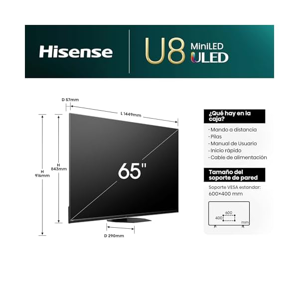 Hisense 65U8NQ Mini-LED Televisor, 65 ", Modo Juego 144Hz VRR 240 fps - Image 3