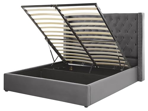 Beliani Cama con almacenaje de Terciopelo