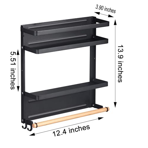 Hoopoton Magnetic Spice Rack Organizer Single Tier Refrigerator Spice Storage Shelf, Easy to Install The Side of The Refrigerator Can Hold spices, Jar of Olive Oil (Black L) by Hoopoton - Image 3