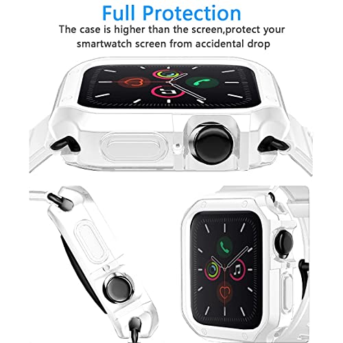 Compatible For Apple Watch Band With Case ,Lasllaves Shockproof Soft Tpu Sport Watch Bands Wrist Strap With Protective Bumper Cover For Iwatch Se Series 8 7 6 5 4 3 2 1 Accessories (45Mm/44Mm/42Mm, White) #TOP3