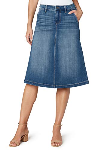 Liverpool Women s Denim Circle Skirt - Lanier Mid Blue - 4