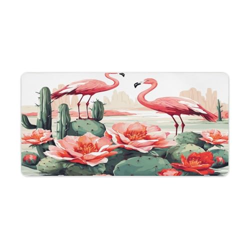 Cactus Flamingo Rose Flowers Pad Mouse Grande Antideslizante