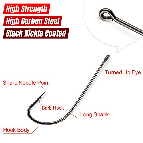 image for Rodeel 120pcs Aberdeen Hooks Set with Plastic Tackle Box 6 M
