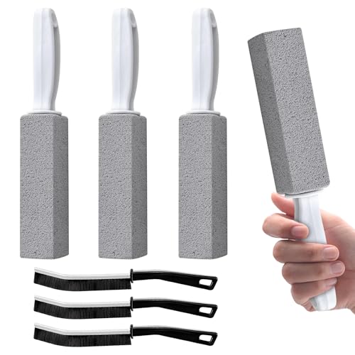 Kezidhp 4 Piedras Pómez + 3 Cepillos, Limpieza para Inodoro, Baño y Cocina, Limpia Manchas Difíciles, No Daña la Cerámica, Limpiador de Piedra Pómez para Superficies Duradero