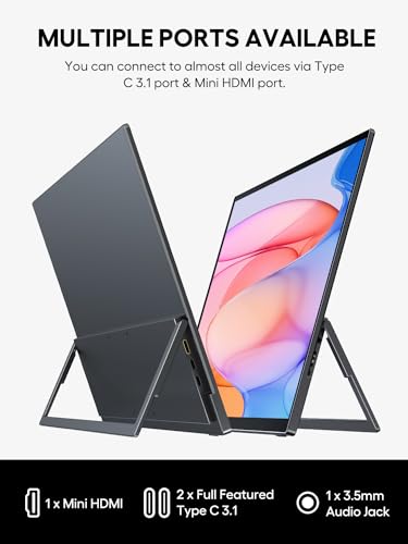 UPERFECT Monitor portátil de 18,5 polegadas com tela sensível ao toque de 120 hz com VESA e suporte