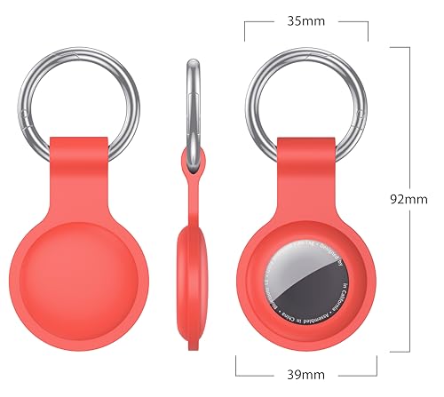shiningwell 4 Pack Airtag Case Keychain Holder - Colorful Shockproof Silicone Cover with Key Ring for Apple Airtag Accessories (Pets/Kids/Keys)(Orange+Pink+Yellow+Mint Green) — view 6