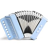 10 Keys Kids Accordion, Horse Button Accordion Toys Accordian Mini Musical Instruments Button for Child Children Kids Toddlers Beginners (Light Blue)