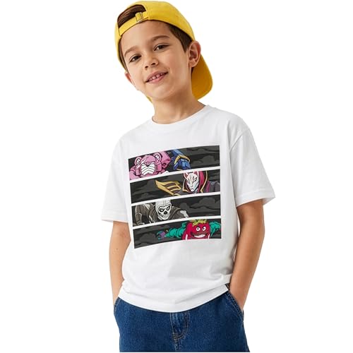 Fortnite T-Shirt for Boys Short Sleeve Graphic Tees Crew Neck Summer Tops Gamer Gifts for Boys 7-15 (7-8 Years White Fortnite)