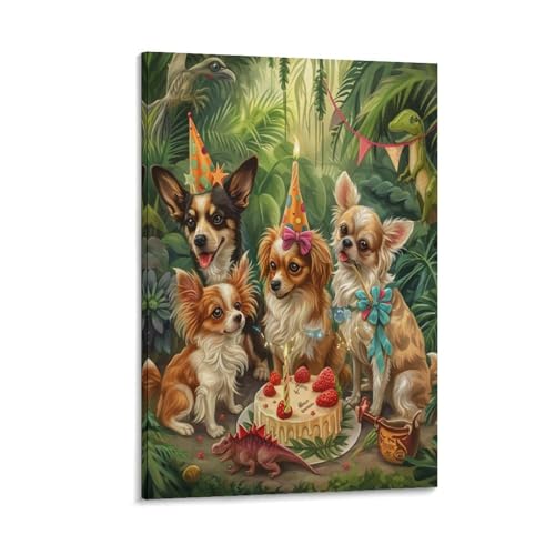 Tableau chien mignon avec impression sur toile pour décoration murale 12x18inch