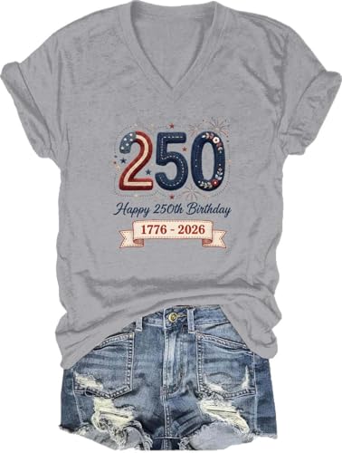 250th Birthday T-Shirt Shirt Happy Birthday Cheer Graphic for Women
