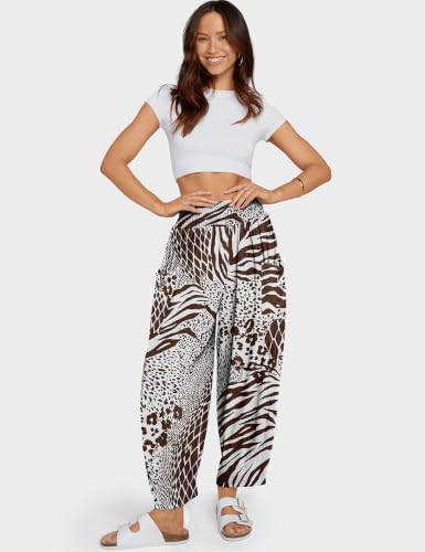 Image of TARSE Women's Linen Wide Leg Pants Baggy High Waist Palazzo Pants