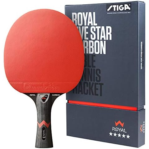 Stiga Royal 5-Star Table Tennis Pro Carbon Ping Pong Bat, Black/Red Cover