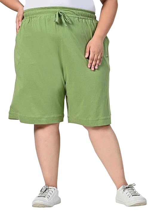 Women's Plus Size Bermunda Shorts | Knee Length Cotton Short | Half Pants for Womens