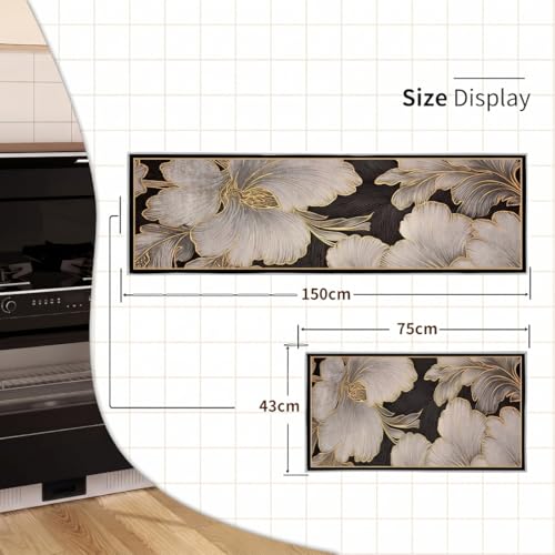 Image of Kitchen Anti Slip Mat for Floor, Waterproof Washable Kitchen Mats, Non Slip Kitchen Floor Mats for Home, Soft Mats for Kitchen, Kitchen Mats for Floor Anti Slip (Floral Leaves)