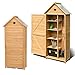 HOMASIS Gartenschrank Holz, Gerätehaus Wetterfest Outdoor, Gartenhaus mit 5 Ablagen & Schrank, Geräteschuppen mit Satteldach, Gartenschuppen Gartenhütte Geräteschrank, Natur (70x45x160cm)