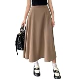 [GORQQCE] スカート レディース ボトムス ロング Aライン ハイウエスト 大きいサイズ 着痩せ シンプル 美脚 無地 カジュアル ファッション 甘さ オフィス デート 通勤 春 夏