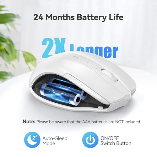 Image of TECKNET Wireless Mouse, 2.4G Ergonomic Computer Mouse, 2600 DPI, White