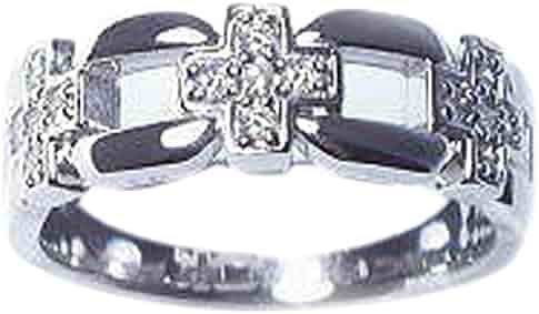 Amazon | pt900ダイヤモンドクロスメンズリング ピンキーリング 0.15ct