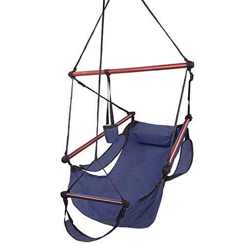 Hammock Sky Chair, Air Deluxe Hanging Swing Seat with Rope Through The Bars
