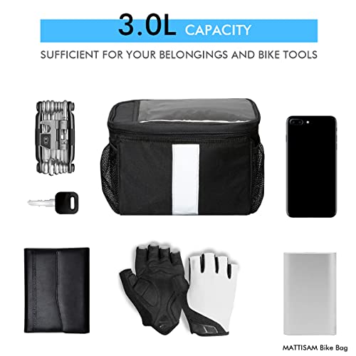 Mattisam Bike Basket Front, Bike Handlebar Bag With Bike Phone Mount Fit Phone Under 7", Water Resistant Bike Cooler Bicycle Basket Road Mountain Bike Cycling Accessories For Kids Girls Boys Men Women #TOP2
