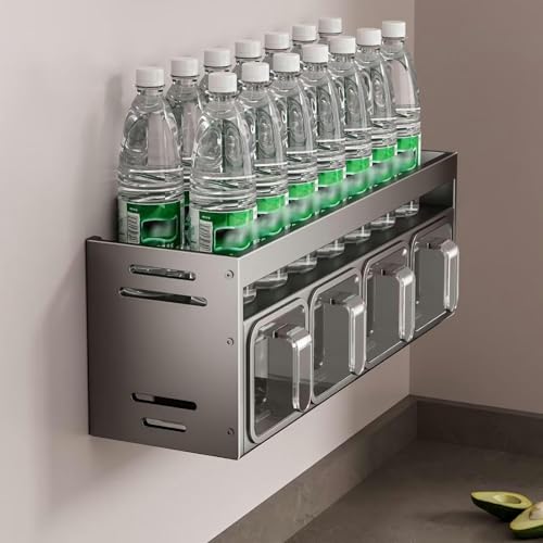 Gewürzregal, Gewürz-Organizer mit 3 Gewürzbox, Gewürzträger an der Wand/Arbeitsplatte, Starkes Gewürzregal, Gewürzspeicher für Innenschrank, Gewürz-Organizer für Küchenkräutergläser