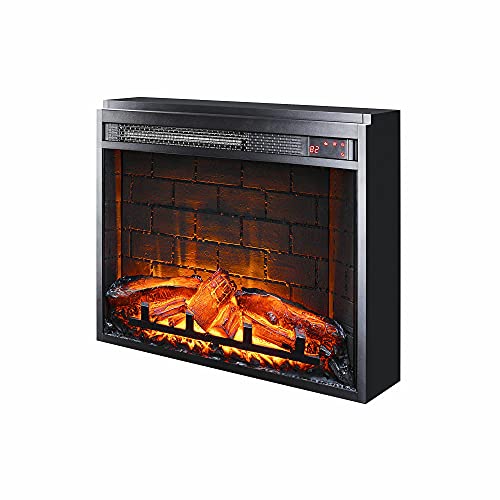 Ameriwood Home Electric Glass Front Fireplace Insert With Remote, 23", Black #TOP4