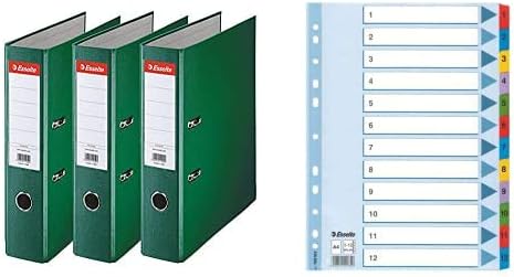 Esselte Group Pack 3 A4 Lever Arch File, 550 sheets Capacity, PP, Plastic Cover, Red, Blue and Black File Folders, 628327