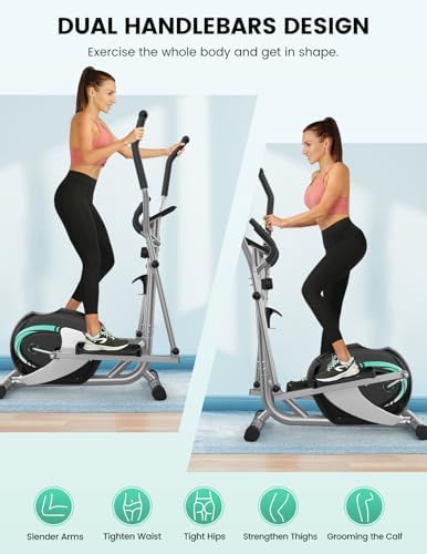 Bild 4 - THERUN Crosstrainer für Zuhause, Ultraleiser Kompakt Ellipsentrainer für den Heimgebrauch mit 8 Stufen magnetischer Widerstand, 6kg Schwungrad, LCD-Monitor, Telefonhalter