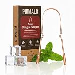 PRIMALS Copper Tongue Scraper - Fresher Breath & Improved Oral Health - Natural Ayurvedic Cleaner for Daily Detox - Rust-Resistant, Eco-Friendly with Travel Cloth Pouch Included (1 Count)