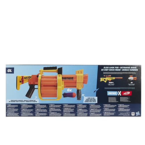 Image of NERF Fortnite GL Rocket-Firing Blaster, 6-Rocket Drum, Pump-to-Fire, 6 Rockets, for Youth, Teen, Adult, Multicolor