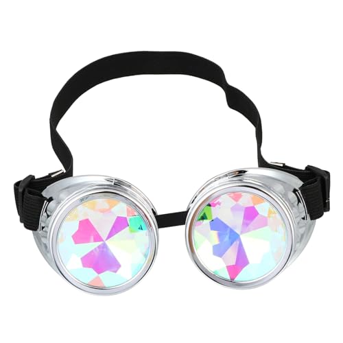 Lunettes kaléidoscope steampunk argentées en AC et PC Yardwe