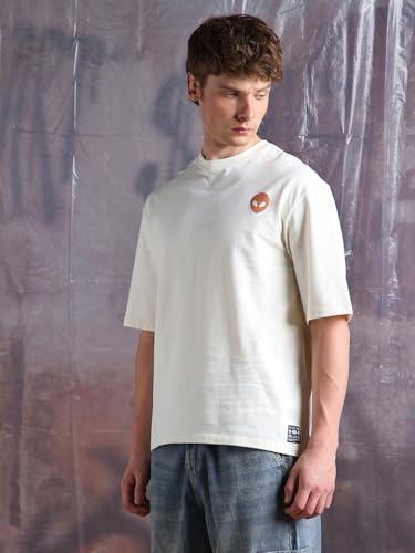 Image of Hubberholme Men Cotton Printed Oversized Round Neck Half Sleeves Tshirts