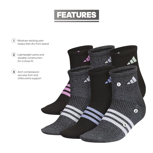 adidas womens Superlite Quarter Ankle Socks (6-pair Pack)